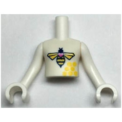 Torso Mini Doll Girl Bee and Honeycomb Pattern, White Arms with Hands: {бял}