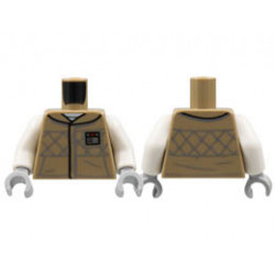 Torso Vest, Dark Bluish Gray Check Lines and Kangaroo Pocket, Silver Name Rank Badge Pattern / White Arms / Light Bluish Gray Hands : {пясъчно жълт}
