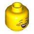 Minifigure, Head Dual Sided Child Black Eyebrows, Bright Light Orange Cheeks, Medium Nougat Freckles, Grin / Smile with Braces Pattern - Hollow Stud : {ярко жълт}