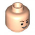 Minifigure, Head Dual Sided Reddish Brown Eyebrows, Right Raised, Chin Dimple, Open Mouth Grin with Teeth / Stern Eyebrows and Scowl Face Pattern - Hollow Stud : {светло нуга}