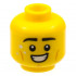 Minifigure, Head Black Eyebrows, Gold Stars, Medium Nougat Cheek Lines and Cleft Chin, Smile with Teeth Pattern - Hollow Stud: {ярко жълт}