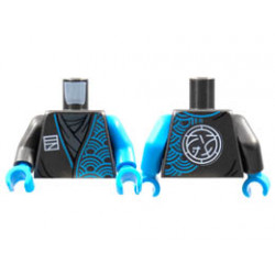 Torso Tunic, Dark Azure Arches, Ninjago Logogram N, Core Logo on Back Pattern / Dark Azure Arm Left / Pearl Dark Gray Arm Right / Dark Azure Hands : {титаниево метален}
