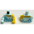 Torso Ice Skating Costume, Silver Stars, Metallic Light Blue Curved Stripes Pattern (BAM) / Yellow Arm and Hand Left / Light Aqua Arm and Hand Right: {аквамарин}