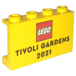 Panel 1 x 4 x 2 with Side Supports - Hollow Studs with LEGO Logo and 'TIVOLI GARDENS 2021' Pattern: {ярко жълт}