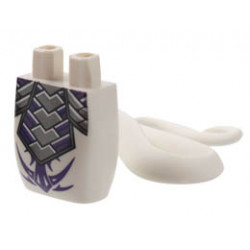 Lower Body with Tail and Pearl Dark Gray Armor Plates, Dark Purple Trim and Tattoo Pattern: {бял}