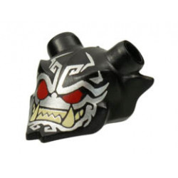 Minifigure, Visor Mask Ninjago Oni with Silver Face, Red Eyes, and Tan Sharp Teeth Pattern: {черен}