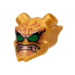 Minifigure, Visor Mask Ninjago Oni with Green Eyes, Copper Teeth, and Dark Orange Markings Pattern: {топло златист}