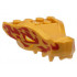Dragon Head (Ninjago) Jaw with 2 Bar Handles on Back with Bright Light Orange and Bright Light Yellow Eyes and Red Flames Pattern: {топло златист}