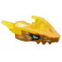 Dragon Head (Ninjago) Jaw Upper with Horns with Molded Pearl Gold Face, Metallic Blue Eyes, and Bright Light Yellow Electricity Pattern : {прозрачно жълт}