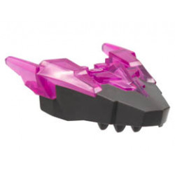 Dragon Head (Ninjago) Jaw Upper with Horns with Molded Pearl Dark Gray Face Pattern: {прозрачен умерено червеникаво виолетов}