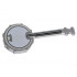 Minifigure, Utensil Musical Instrument, Banjo with Black Neck, White Body, Silver Strings and Rim Pattern: {сребърно метален}