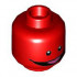 Minifigure, Head Alien with Black Eyes and Wide Smile with Dark Pink Tongue Pattern - Hollow Stud: {ярко червен}