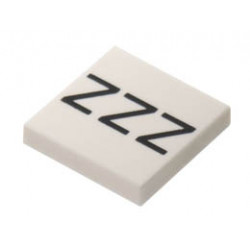 Tile 2 x 2 with Groove with Black ZZZ Pattern: {бял}