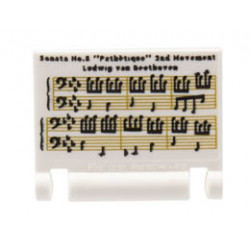 Minifigure, Utensil Book Cover with Sheet Music, Musical Notes, Sonata No.8 Pathètique 2nd Movement Ludwig van Beethoven Pattern: {бял}