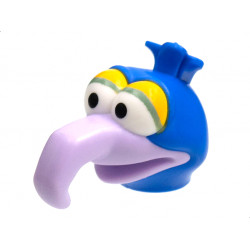 Minifigure, Head, Modified Muppet Gonzo with Lavender Beak, Bright Light Orange Eyelids Pattern: {ярко син}