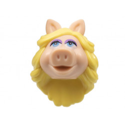 Minifigure, Head, Modified Muppet Miss Piggy with Bright Light Yellow Hair Pattern: {светло нуга}