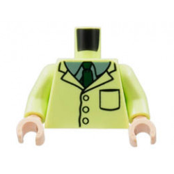 Torso Lab Coat, Sand Green Collar, Dark Green Tie Pattern / Yellowish Green Arms / Light Nougat Hands: {пролетно жълто-зелен}
