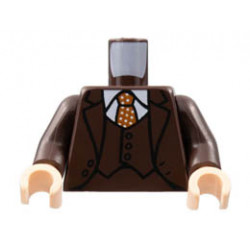 Torso Suit Jacket and Vest, White Collar Shirt, Dark Orange Tie with White Polka Dots Pattern / Dark Brown Arms / Light Nougat Hands : {тъмно кафяв}