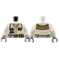 Torso Coat, Dark Tan Scarf and Trim, Silver Rank Badge and Tools, Belt with Buckle and Pouches Pattern / White Arms / Light Bluish Gray Hands : {бял}