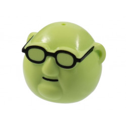 Minifigure, Head, Modified Muppet Bunsen Honeydew, Black Glasses Pattern: {пролетно жълто-зелен}