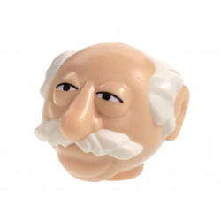 Minifigure, Head, Modified Muppet Waldorf with White Hair and Moustache Pattern: {светло нуга}