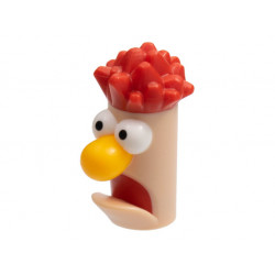 Minifigure, Head, Modified Muppet Beaker, Red Hair and Mouth, Bright Light Orange Nose Pattern: {светло нуга}