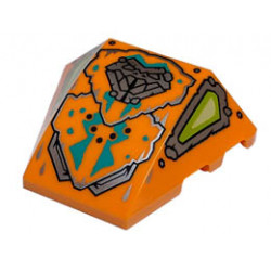 Wedge 4 x 3 Triple Curved No Studs with Silver Snake Head and Panels, Lime and Yellowish Green Eyes, and Dark Turquoise Markings Pattern : {ярко оранжев}