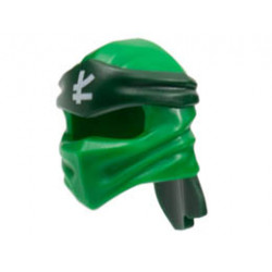 Minifigure, Headgear Ninjago Wrap Type 4 with Molded Dark Green Headband and Printed White Ninjago Logogram L Pattern: {тъмно зелен}