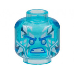 Minifigure, Head Dark Azure Eyebrows, Silver Eyes, White Teeth, Ice on Forehead and Cheeks, Scowl Pattern - Vented Stud: {прозрачно светло син}