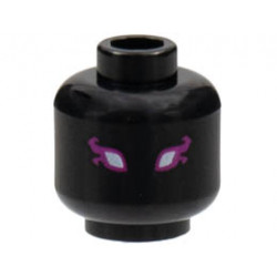 Minifigure, Head White Eyes with Magenta Flame Outlines Pattern - Hollow Stud: {черен}