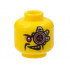 Minifigure, Head Alien with Cyborg Eyepiece, Magenta Eye, Copper Teeth, Black Fu Manchu Moustache Pattern - Hollow Stud: {ярко жълт}