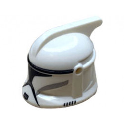 Minifigure, Headgear Helmet SW Clone Trooper with Holes, Light Bluish Gray and Black Markings and Black Visor Pattern: {бял}