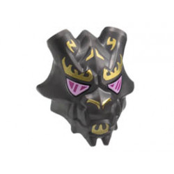 Minifigure, Visor Mask Ninjago Crystal King with Large Gold Markings and Magenta and Bright Pink Eyes Pattern: {титаниево метален}