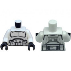 Torso SW Armor Clone Trooper Phase 1 Black Belt and Dark Bluish Gray Markings Pattern / White Arms / Black Hands: {бял}