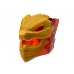 Minifigure, Headgear Helmet with Flames on Back with Molded Pearl Gold Dragon Face Pattern: {прозрачно червен}