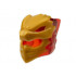 Minifigure, Headgear Helmet with Flames on Back with Molded Pearl Gold Dragon Face Pattern: {прозрачно червен}