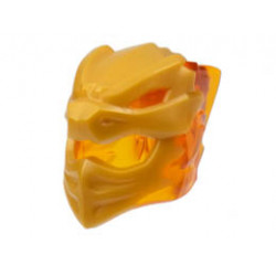 Minifigure, Headgear Helmet with Flames on Back with Molded Pearl Gold Dragon Face Pattern: {прозрачно ярко оранжев}