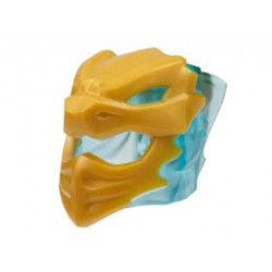 Minifigure, Headgear Helmet with Flames on Back with Molded Pearl Gold Dragon Face Pattern: {прозрачно светло син}
