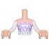 Torso Mini Doll Girl Lavender and White Dress Triangle Panels and Diamonds Pattern, Light Nougat Arms with Hands with White Sleeves : {светло нуга}