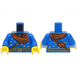Torso Wizard Robe with Gold and Dark Blue Belt, Stars, Dark Orange Bandana and Shoulder Bag, Necklace Pattern (BAM) / Blue Arms / Yellow Hands: {ярко син}