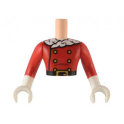 Torso Mini Doll Man Red Jacket with Gold Buttons, Black Belt and White Trim Pattern, White Arms with Hands with Red Long Sleeves: {светло нуга}