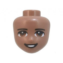 Mini Doll, Head Friends with Black Eyebrows, Reddish Brown Eyes, Black Lips Open Mouth Smile Pattern: {умерено кафяв}