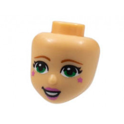 Mini Doll, Head Friends with Dark Orange Eyebrows, Green Eyes, Dark Pink Lips and Stars on Cheeks Pattern: {умерен тан}