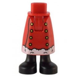 Mini Doll Hips and Skirt Long, Robe with Gold Buttons and White Trim, Black Boots Pattern - Thick Hinge: {ярко червен}