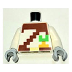 Torso Pixelated Reddish Brown Strap over Shirt, Carrot, and Belt with Gold Buckle Pattern / White Arms / Light Bluish Gray Hands: {бял}