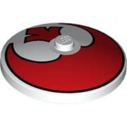 Dish 4 x 4 Inverted (Radar) with Solid Stud with SW Red Rebel Logo Pattern: {бял}