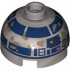 Brick, Round 2 x 2 Dome Top with Small Lavender Dots and Dark Blue with Dark Tan Dirt Stains Pattern (R2-D2): {сребърно метален}