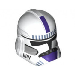 Minifigure, Headgear Helmet SW Clone Trooper (Phase 2) with Dark Purple 187th Legion Pattern: {бял}