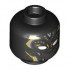 Minifigure, Head Mask with White Eyes, Pearl Dark Gray, Silver, and Gold Armor and Trim Lines Pattern - Hollow Stud: {черен}