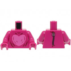 Torso Suit with Fur and Dark Pink Heart, Metallic Pink Zipper on Back Pattern (BAM) / Magenta Arms / Magenta Hands: {ярко червеникаво-виолетов}